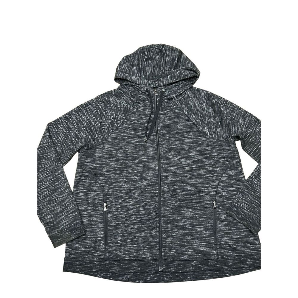 Tek Gear DryTek Women's Full Zip Hoodie Space Dye Heather Black Gray Size L